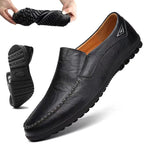 Men's Black Leather Slip-On Casual Shoes | Aladinae