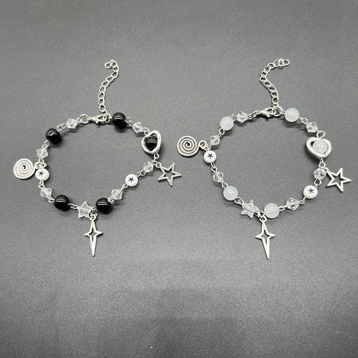 European and American cross-border bracelet couple bestie black and white dice hip-hop handmade guitar microphone five-pointed star hand jewelry