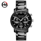 Men's Black Multi-Hand Quartz Watch - Waterproof, Calendar