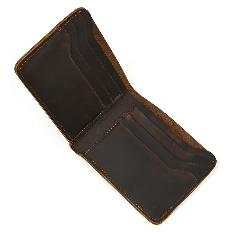 Men's Crazy Horse Leather Bifold Wallet | Aladinae