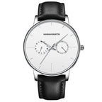 Men's multifunctional waterproof quartz watch top layer cowhide watch student trend niche brand ins business watch