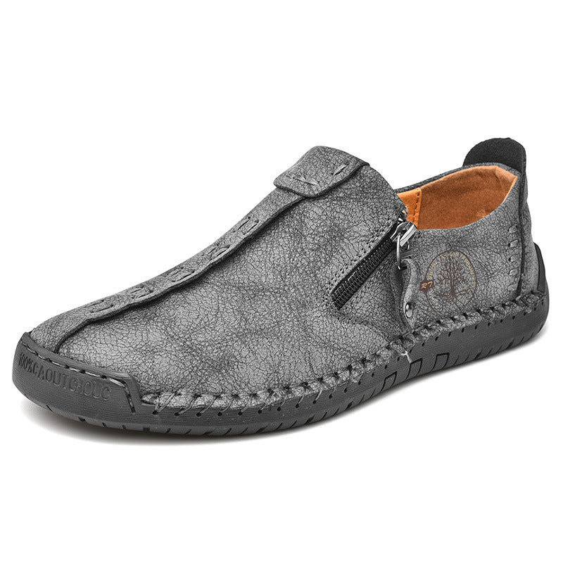 2023 Cross-border New Men's Casual Leather Shoes Foreign Trade Large Size Slip-on Doudou Shoes Men's Breathable Handmade Lazy Shoes