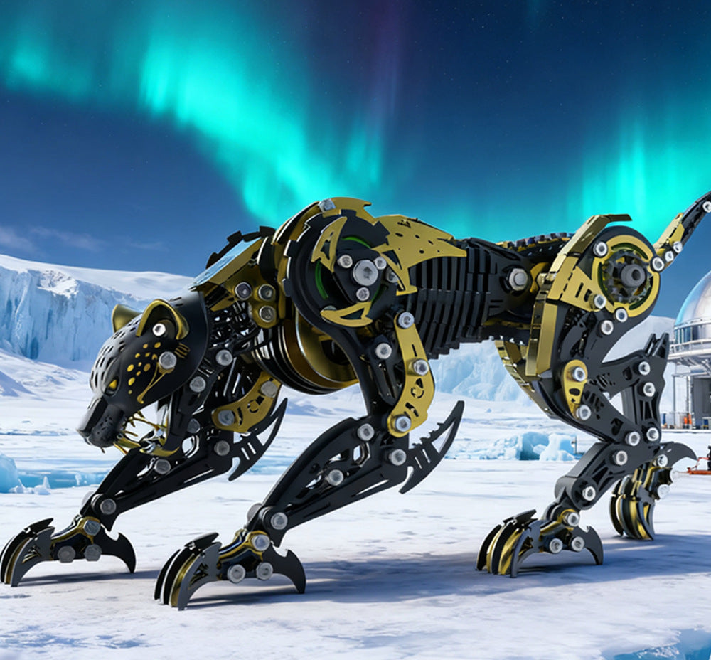 High-end metal assembly mechanical cheetah model, 3D stereoscopic handmade assembly toy model, gift for boys.