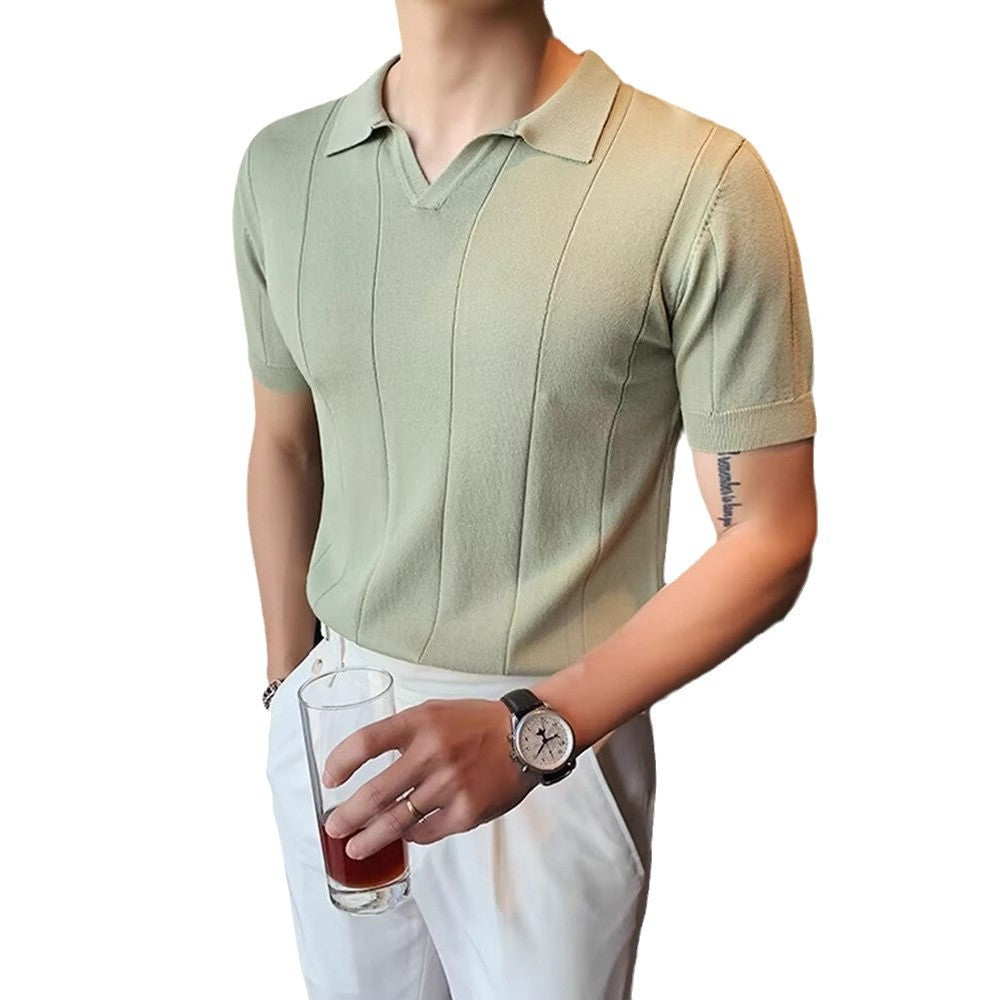 Men's Slim Fit Business Polo Knit Shirt | Aladinae