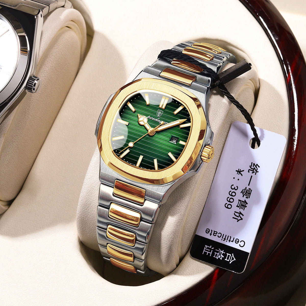 Women's Two-Tone Blue Quartz Watch - Square Dial