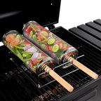 Amazon Rolling BBQ Basket Outdoor BBQ Grill Basket 304 Stainless Steel Perforated BBQ Tube BBQ Net