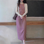 [LeWei] 100 Linen Round Neck Sleeveless Dress for Women, Summer Tie-Waist Fitted Dress, Versatile for Commuters