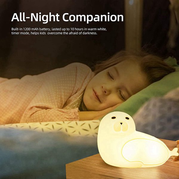 Sea Lion Night Light Gradient Color Silicone Lamp Seven Color Light Bedroom Home Children Eye Protection Bedside Lamp