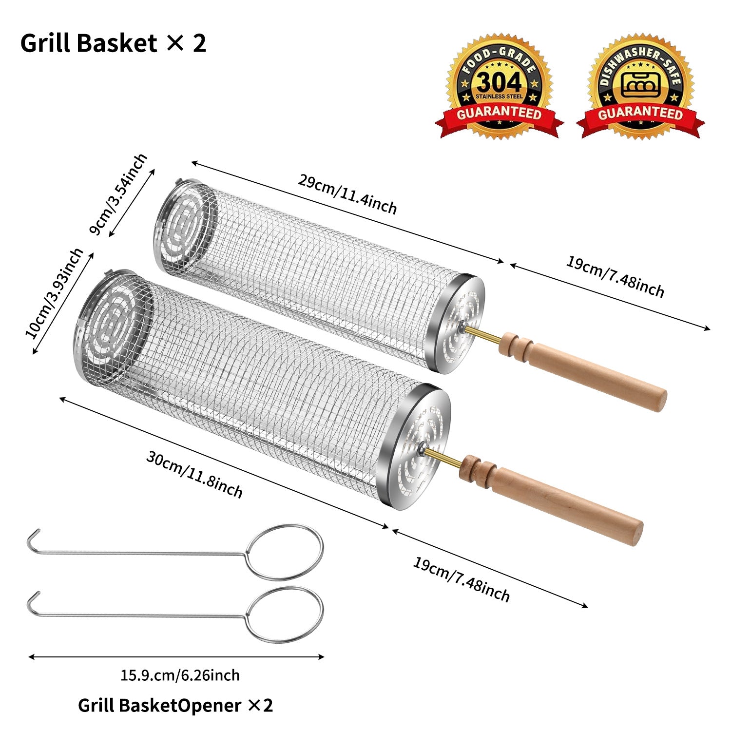 Amazon Rolling BBQ Basket Outdoor BBQ Grill Basket 304 Stainless Steel Perforated BBQ Tube BBQ Net