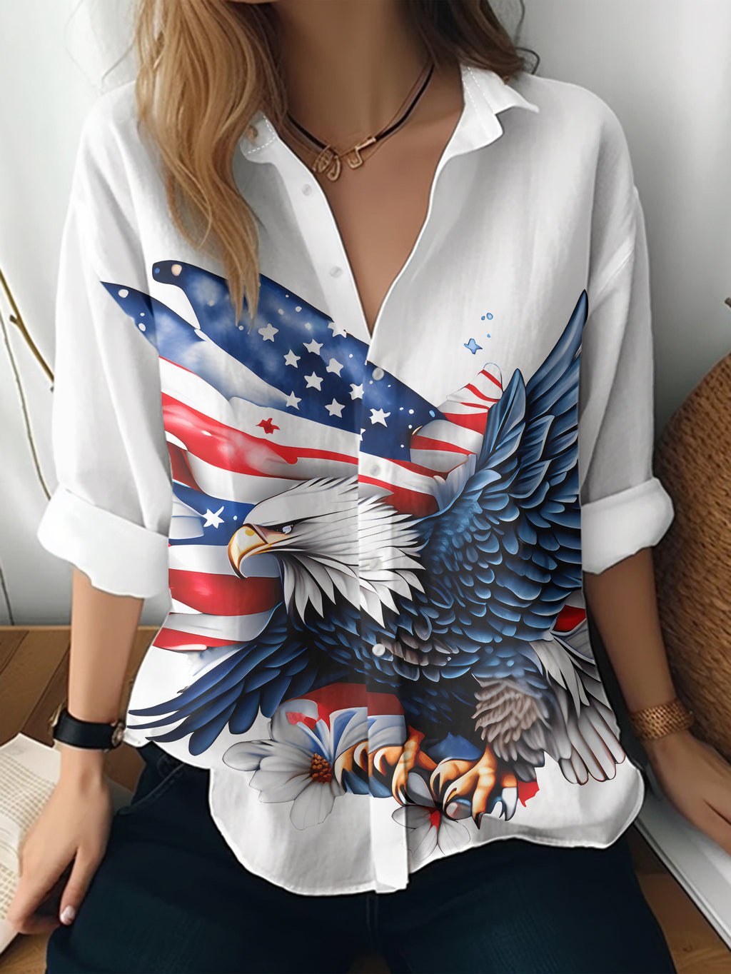 Cat cross-border Amazon European and American women's 3D printed floral pattern long-sleeved shirt women's fashion tops