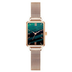 Women's Pink Square Dial Watch - World Time, Magnet Buckle