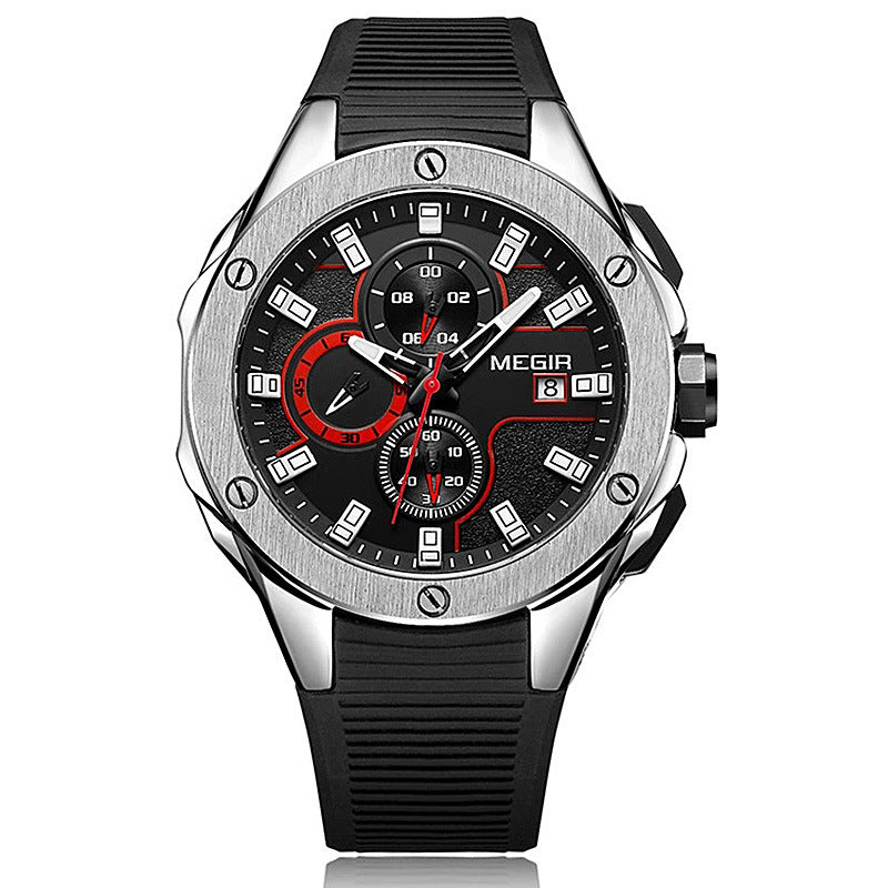 MEGIR cross-border explosive multifunctional fashion silicone strap sports quartz watch men's waterproof luminous wholesale watch