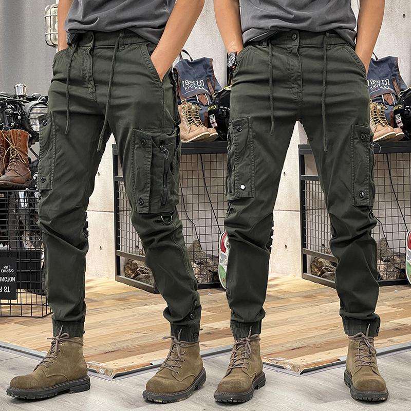 Men's Black Tactical Cargo Pants – Straight Fit | Aladinae