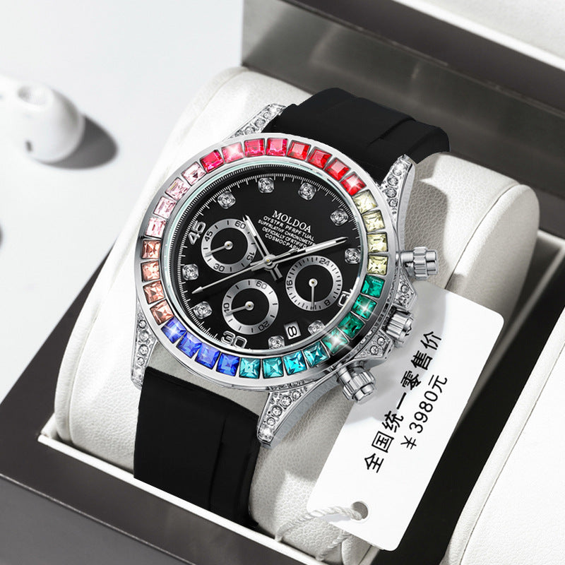 Daytona Jindi Shawn Yue hollow fake mechanical watch men's calendar waterproof watch Douyin Kuaishou one piece delivery