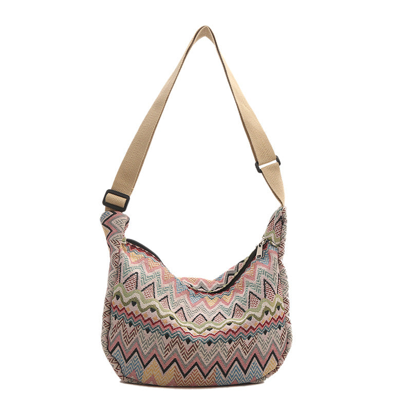 Crossbody bag for women 2024 spring and summer new large capacity canvas shoulder bag versatile college students commuting dumpling bag