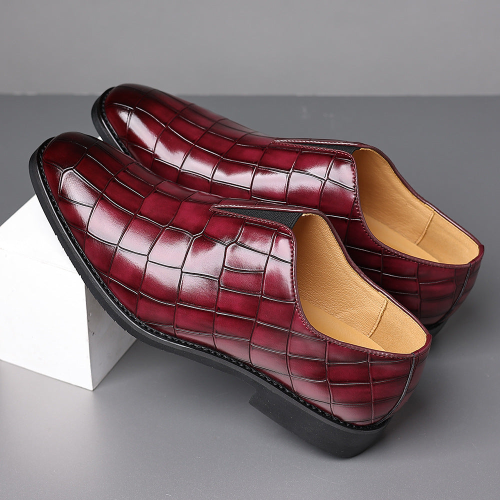 Men's Black PU Leather Slip-On Shoes – Square Toe | Aladinae