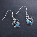 2021 New Japanese and Korean Style Cute Earrings Platinum Opal Cat Earrings for Women Personalized Cartoon Fashion Exquisite Accessories