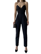 2022 spring and summer new European and American foreign trade women's clothing wish sexy V-neck suspenders slim jumpsuit new spot