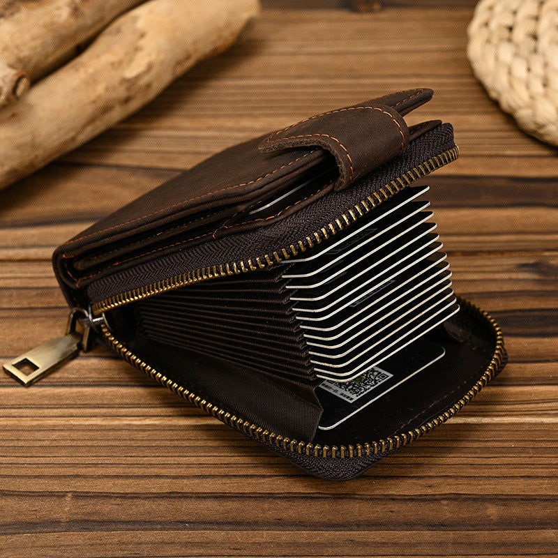 Genuine Leather Zipper Wallet – Large Capacity | Aladinae