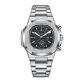 Men's Silver Black Multifunction Quartz Watch - 30M WR