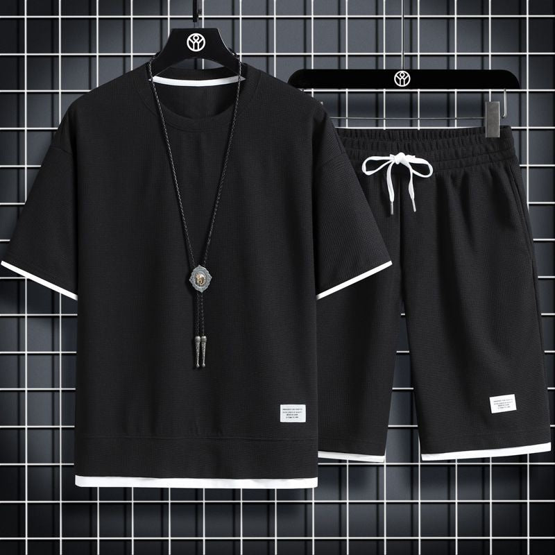 Men's Waffle Knit Casual Set – Shirt & Shorts | Aladinae