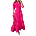 2023 Foreign Trade Cross-Border European and American Amazon Summer New Fashionable Temperamental All-Match Tight Waist Cardigan Long Dress