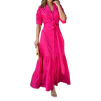 2023 Foreign Trade Cross-Border European and American Amazon Summer New Fashionable Temperamental All-Match Tight Waist Cardigan Long Dress