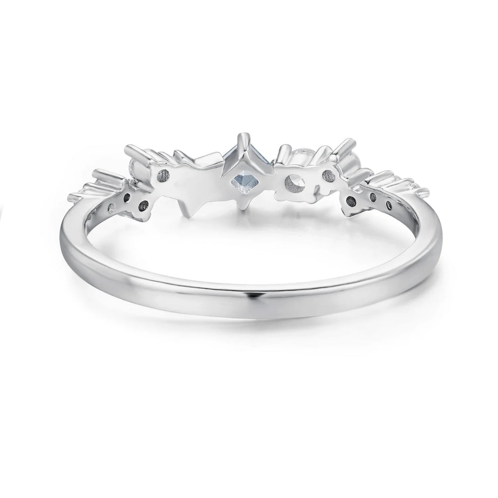 Cross-border hot selling s925 sterling silver five-pointed star white blue zircon ring female simple fashion European and American style index finger ring