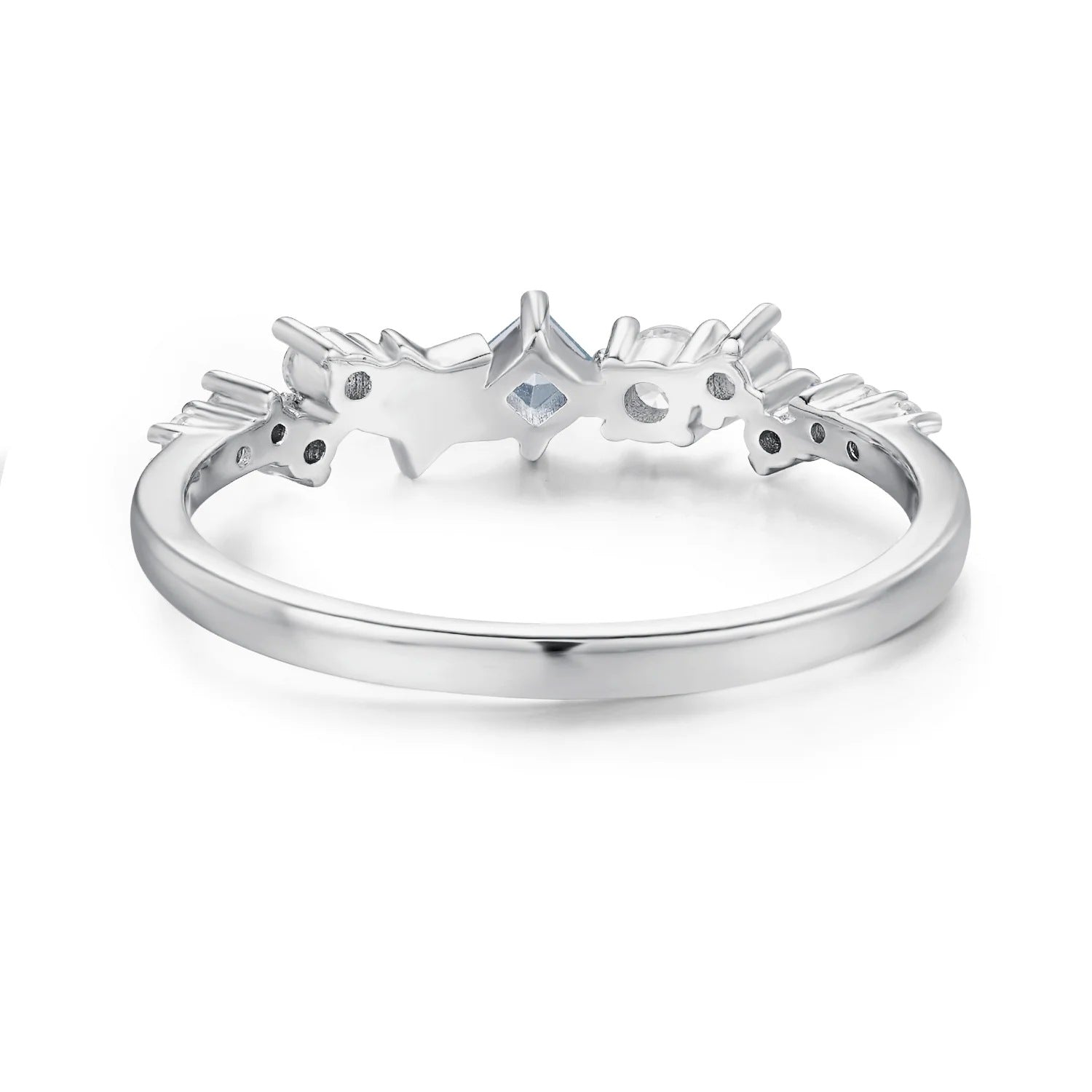 Cross-border hot selling s925 sterling silver five-pointed star white blue zircon ring female simple fashion European and American style index finger ring