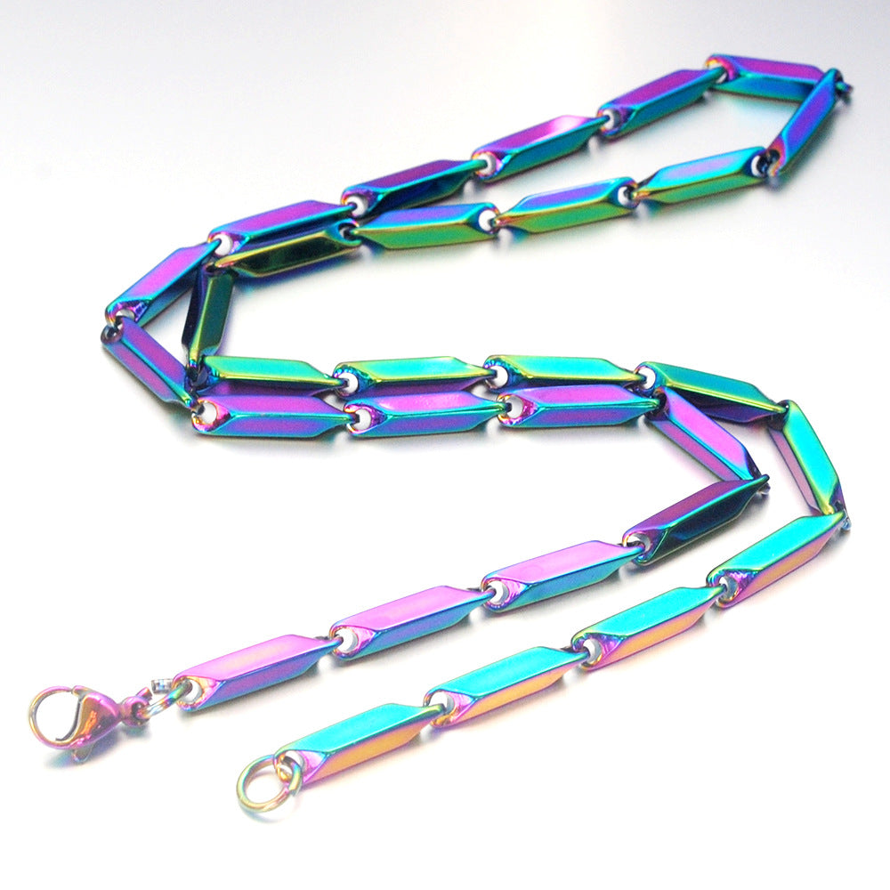 Stainless Steel Necklace Titanium Steel Men's Chain Handmade Rhombus Square Chain Girls Pendant With Chain Melon Seed Chain Jewelry Accessories