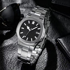 Men's Square Steel Watch - Black, Quartz