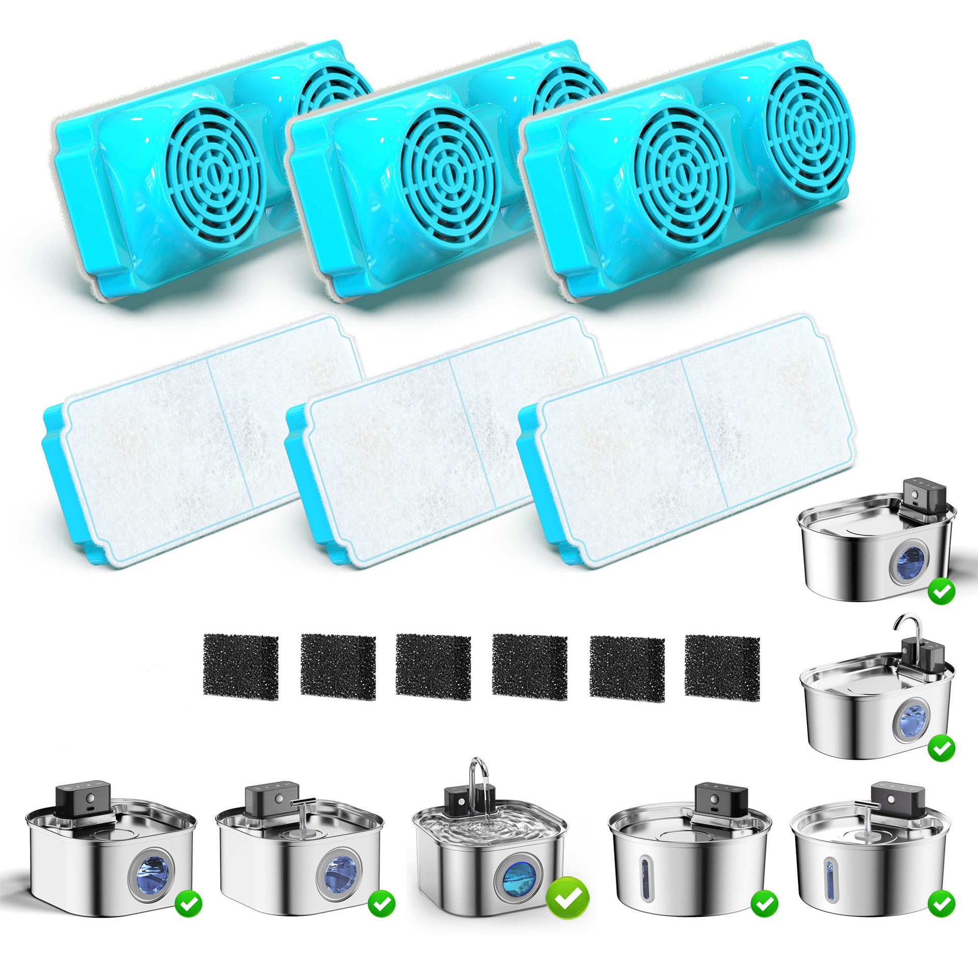 Amazon Pet Water Fountain Rectangular Dual-Wing Filter Cartridge Activated Carbon Resin Multi-Filter Cat Water Feeder Filter Cartridge