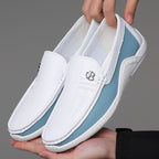 Men's White Soft Sole Leather Slip-On Shoes | Aladinae
