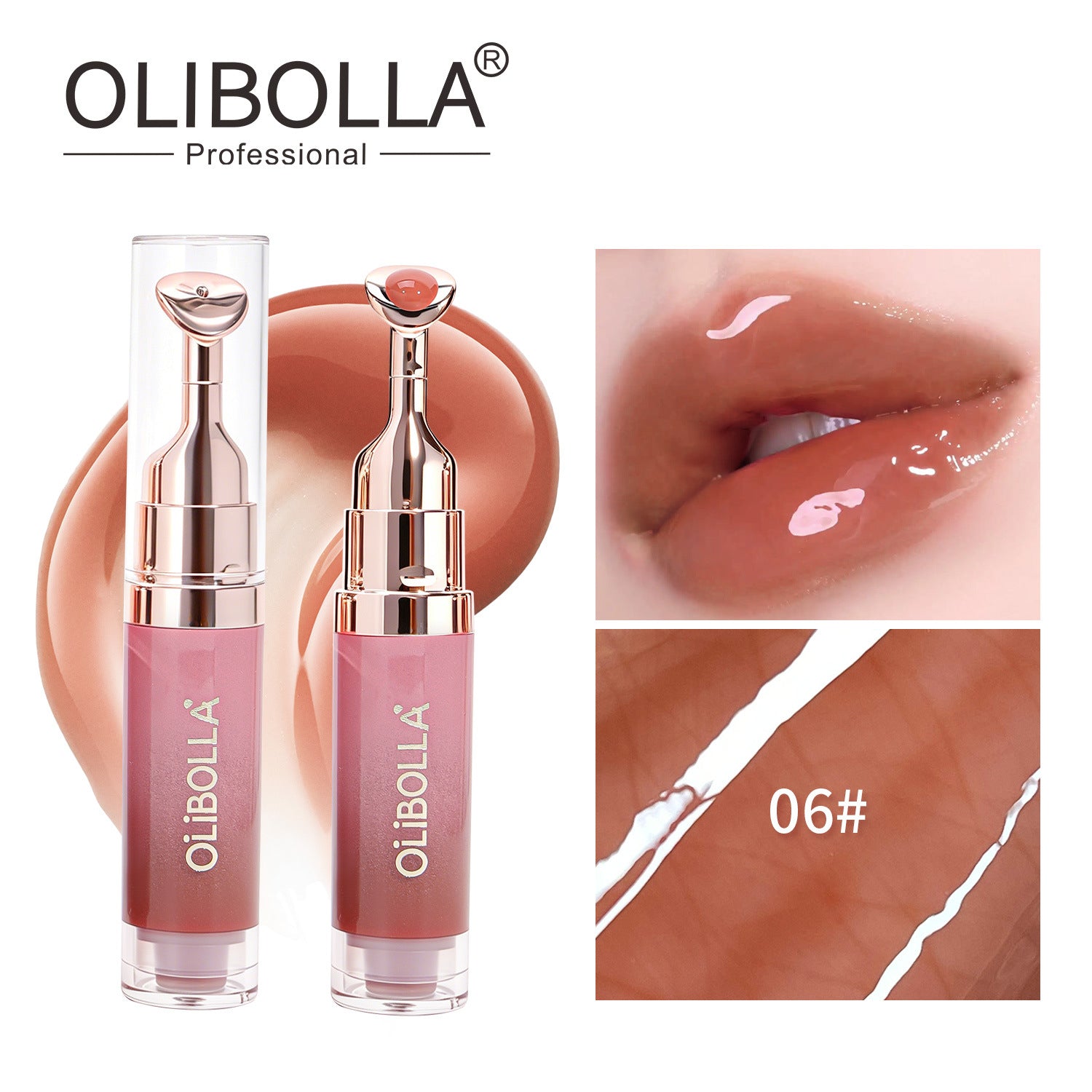 OLIBOLLA Metal Massage Head Mirror Lip Gloss Essence Moisturizes, Plumps, Reduces Lip Lines - Popular Makeup Product