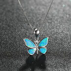 Net red popular Korean version of the trinkets platinum opal butterfly necklace ladies pendant Mori personality wild collarbone chain