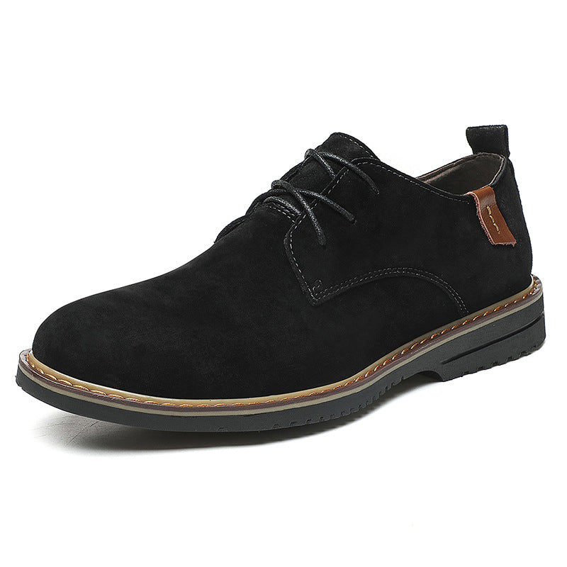 Men's Genuine Leather Casual Shoes – Khaki Lace-Up | Aladinae