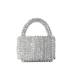 New acrylic tassel handbag women's diy handmade beaded woven bag bling silver beads evening bag