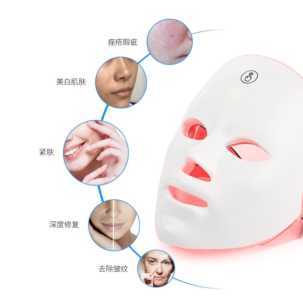 Cross-border rechargeable manual touch test led beauty mask colorful photon skin rejuvenation beauty instrument facial mask instrument