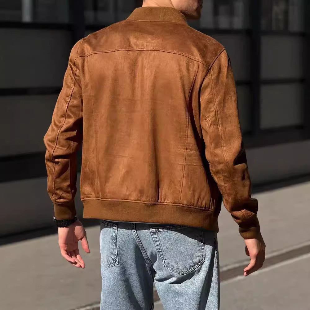 Men's Suede Zip Jacket – Slim Fit | Aladinae
