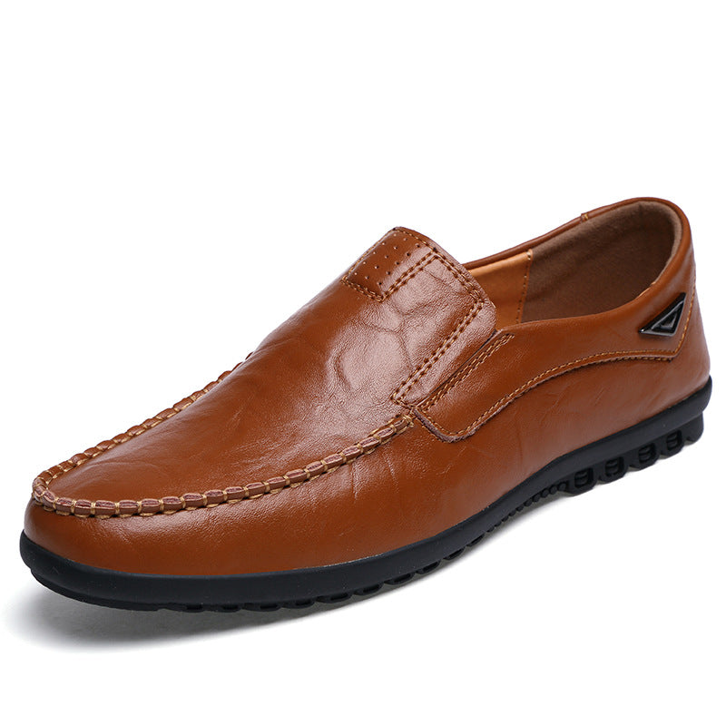 Men's Black Leather Slip-On Casual Shoes | Aladinae
