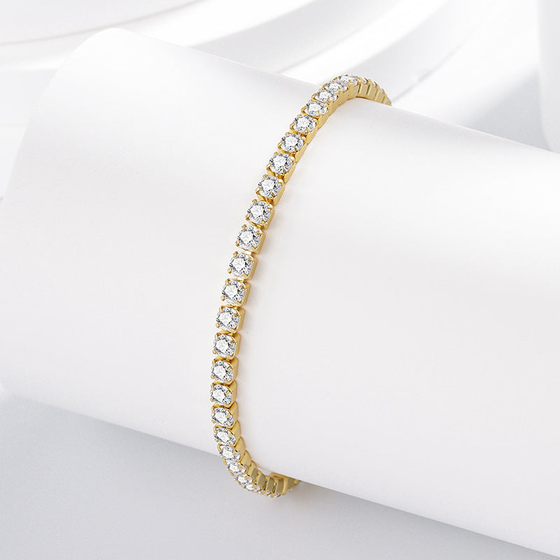Tik Tok live broadcast welfare model European and American niche light luxury zircon star bracelet net celebrity model full diamond platinum plated bracelet