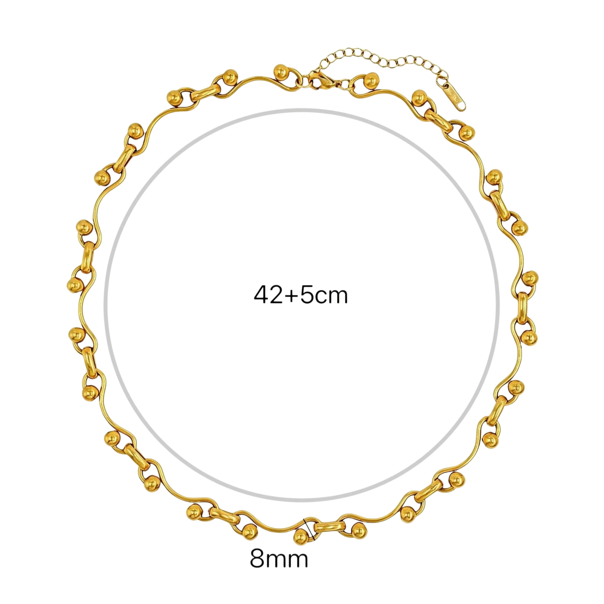 High-end stainless steel 18K handmade chain with interlocking M beads, made of gold-plated titanium steel, from European and American cross-border jewelry sets.