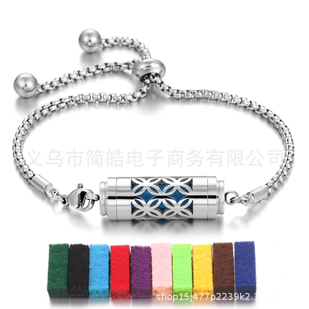 Stainless steel aromatherapy bracelet bracelet essential oil perfume diffuser bracelet adjustable titanium steel bracelet couple jewelry
