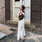 LS Black Label Minimalist Designer Dress for Women, New Summer Style, Simple Commuter Fashion Sleeveless Long Dress, Women's Clothing 30620