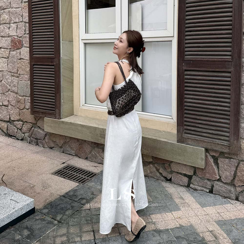 LS Black Label Minimalist Designer Dress for Women, New Summer Style, Simple Commuter Fashion Sleeveless Long Dress, Women's Clothing 30620