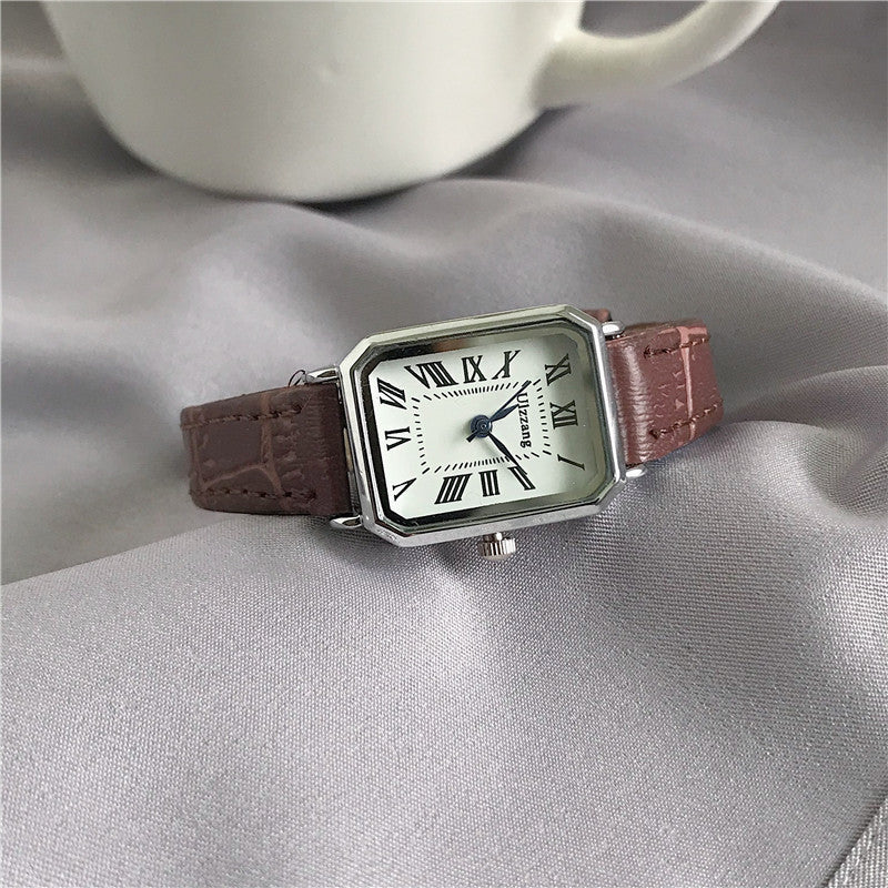 Women's Rose Gold Black Square Watch - Roman Numerals