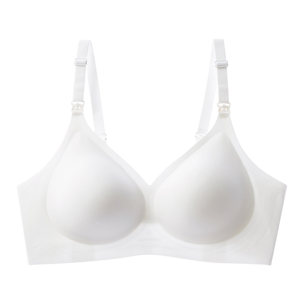 Amazon cross-border lingerie, European and American style, jelly-like, wire-free, comfortable, anti-sagging, plus-size nursing bra with padding.