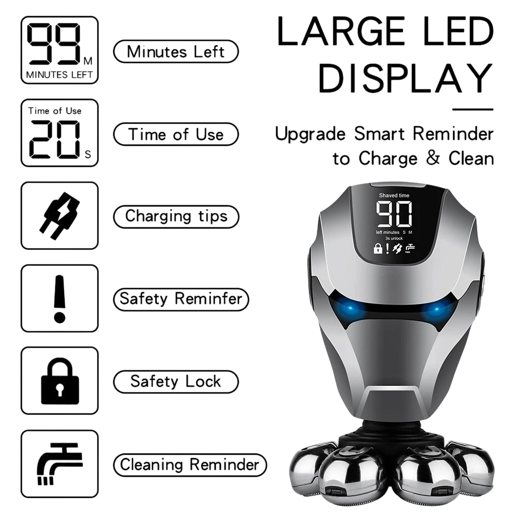 Hiena 7-Blade Electric Shaver – Rechargeable Bald Head Razor | Aladinae