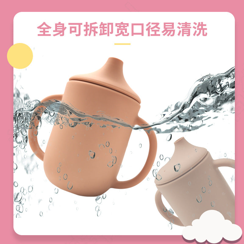 Amazon cross-border creative new product silicone baby learning drinking cup with straw leak-proof and drop-proof ready-to-stock milk powder cup