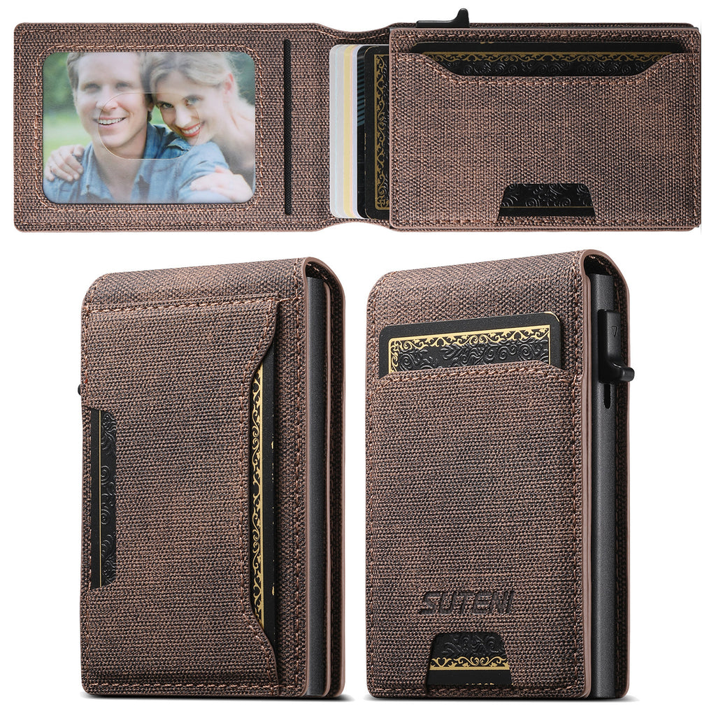 Suteni Brown Pop-Up Card Holder - Photo Frame, Leather